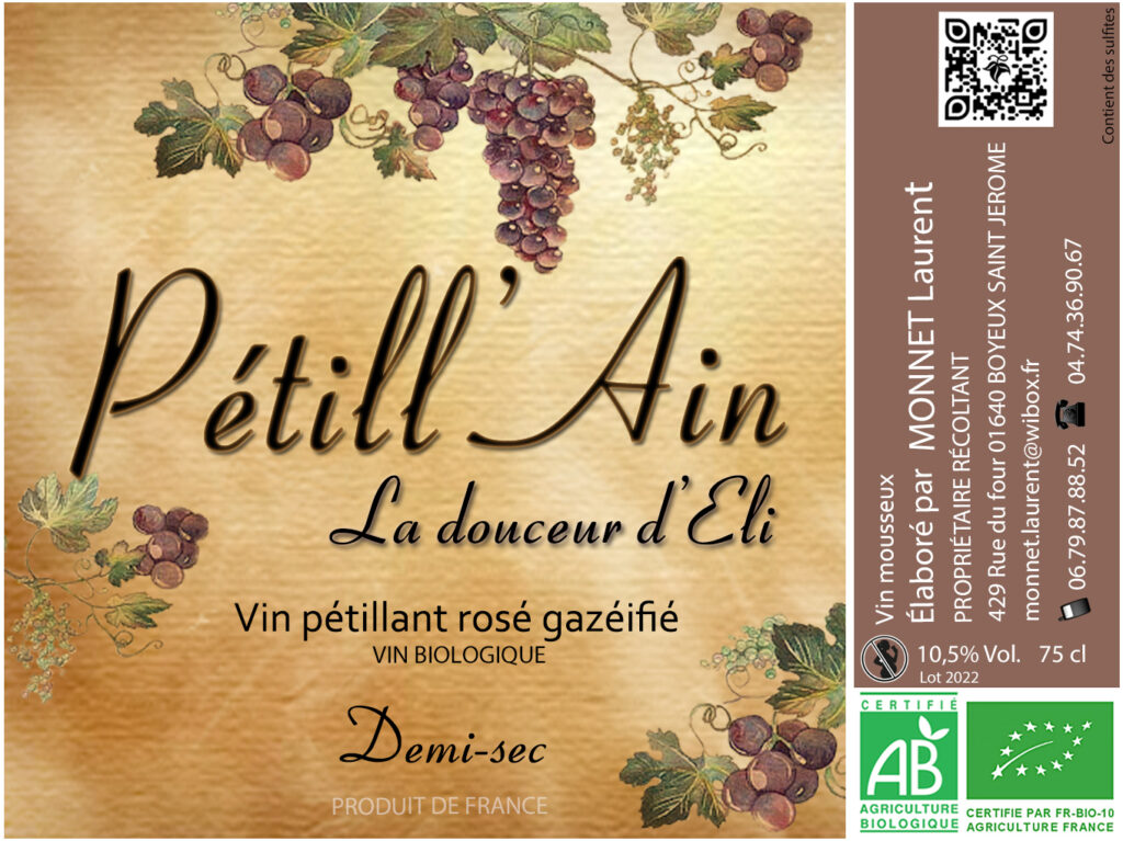 Etiquette Pétill'Ain Rosé pétillant